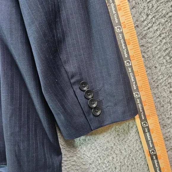 Charles Tyrwhitt 44R Slim‎ Fit Wool Suit Blazer Men Super 100's Navy Pinstriped